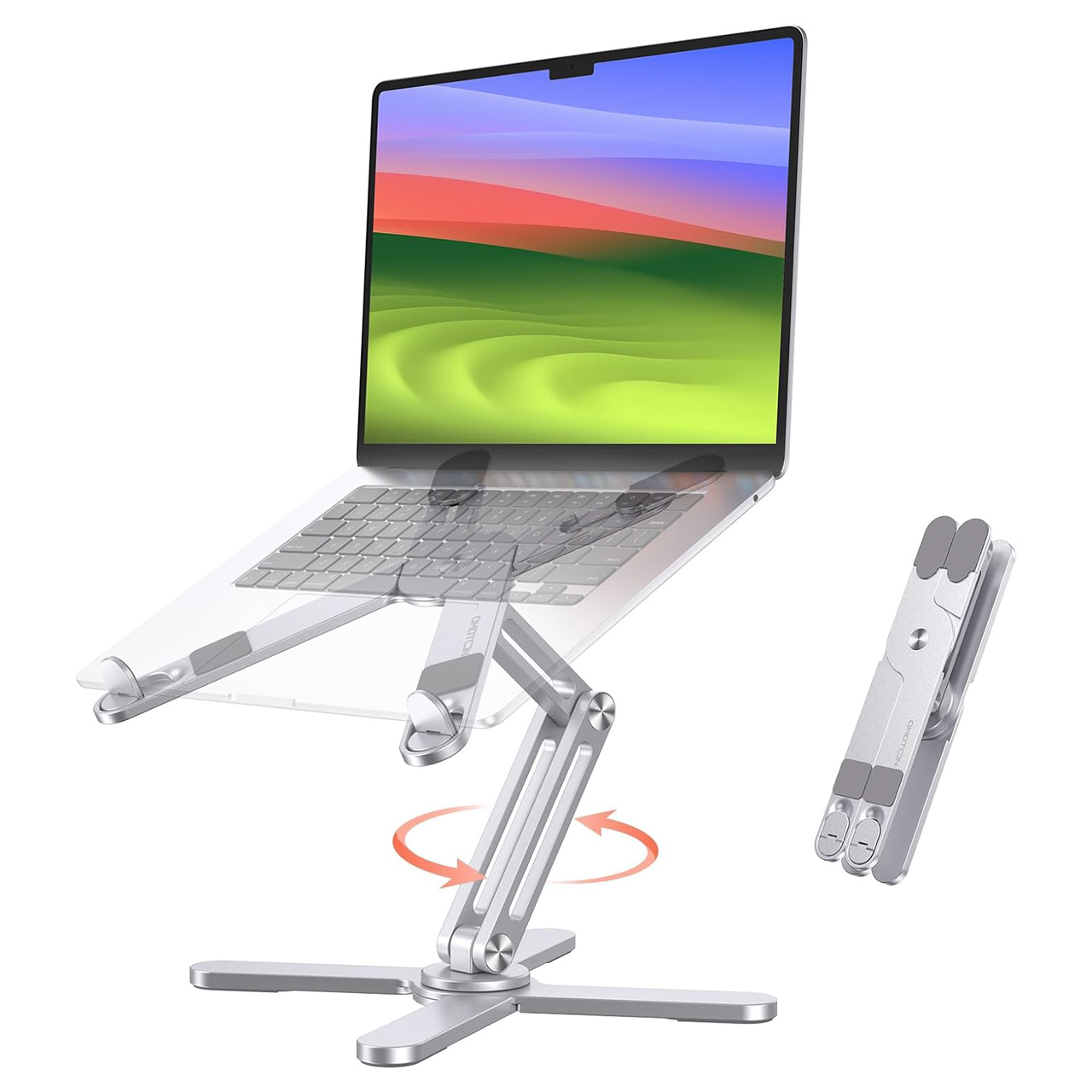 OMOTON 360° Rotating Laptop Stand Riser for Desk, Ergonomic Foldable Computer Stand